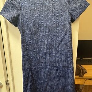 Alice + Olivia Blue and Black Textured Dress